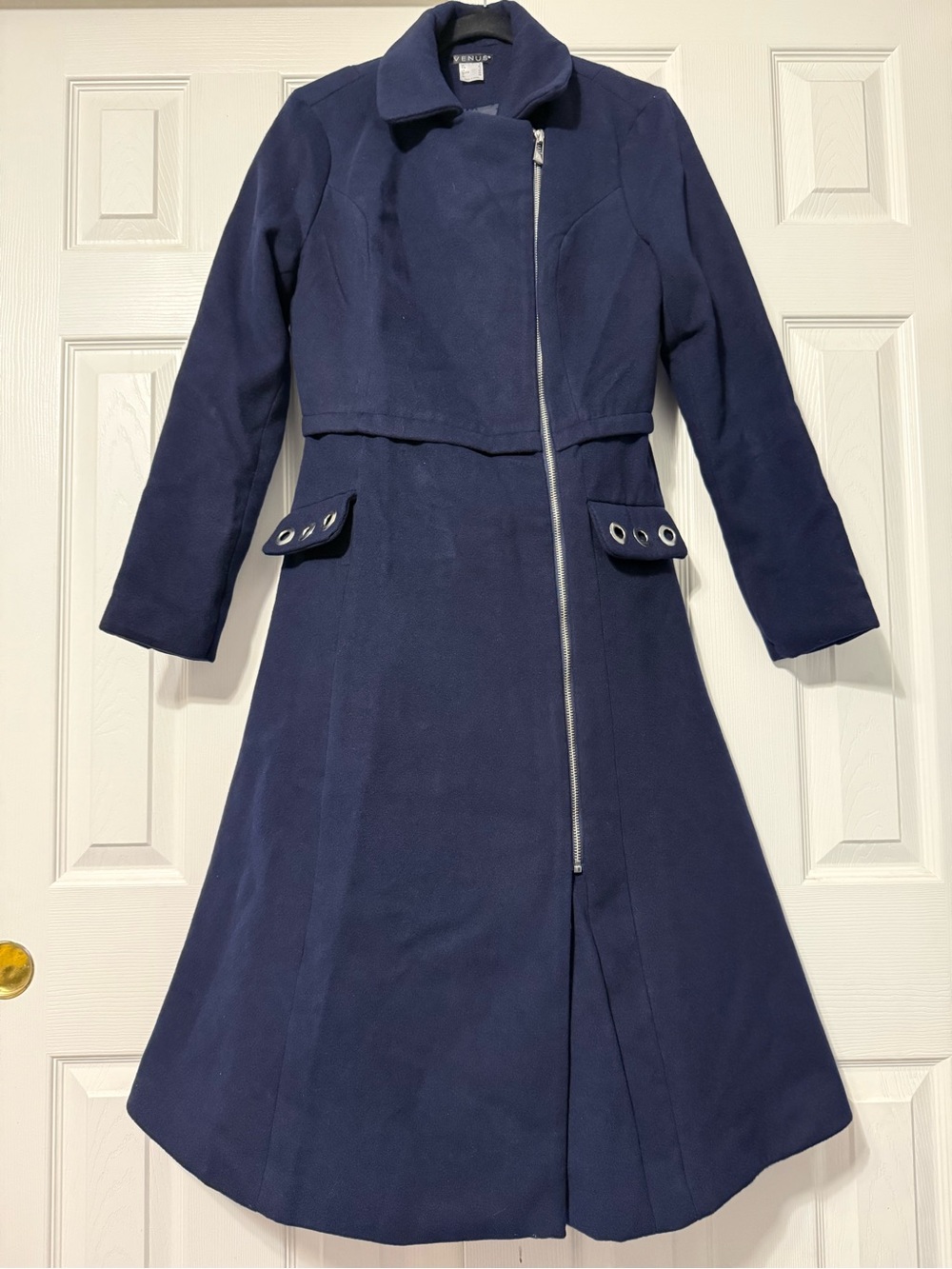 VENUS Navy Long Sleeve A-Line Trench coat